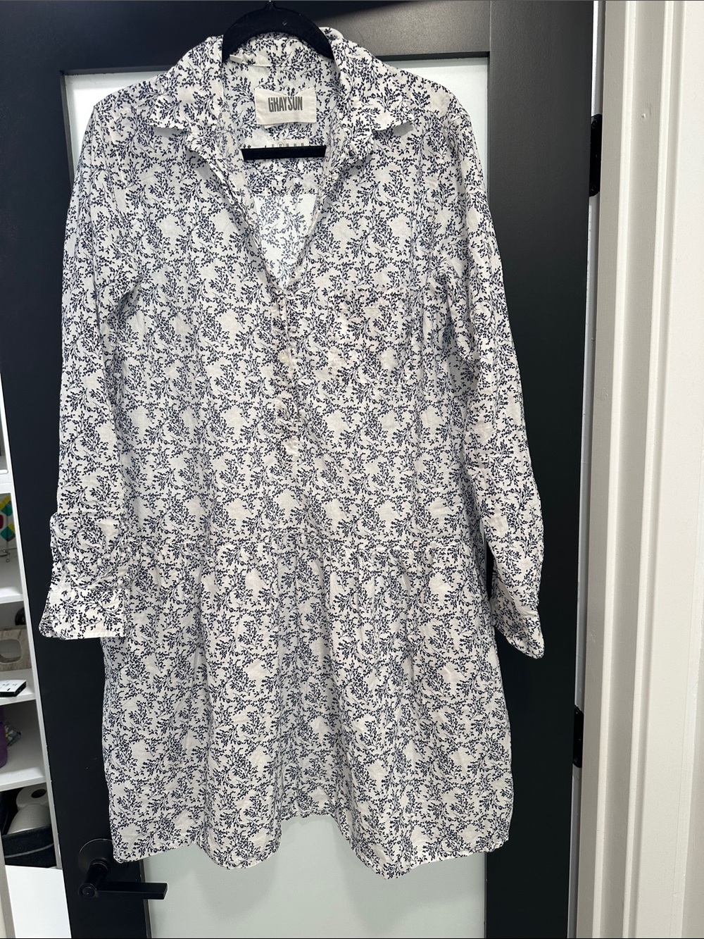 Grayson The Changemaker Shirt Dress in Navy & White Floral by Frank & Eileen
